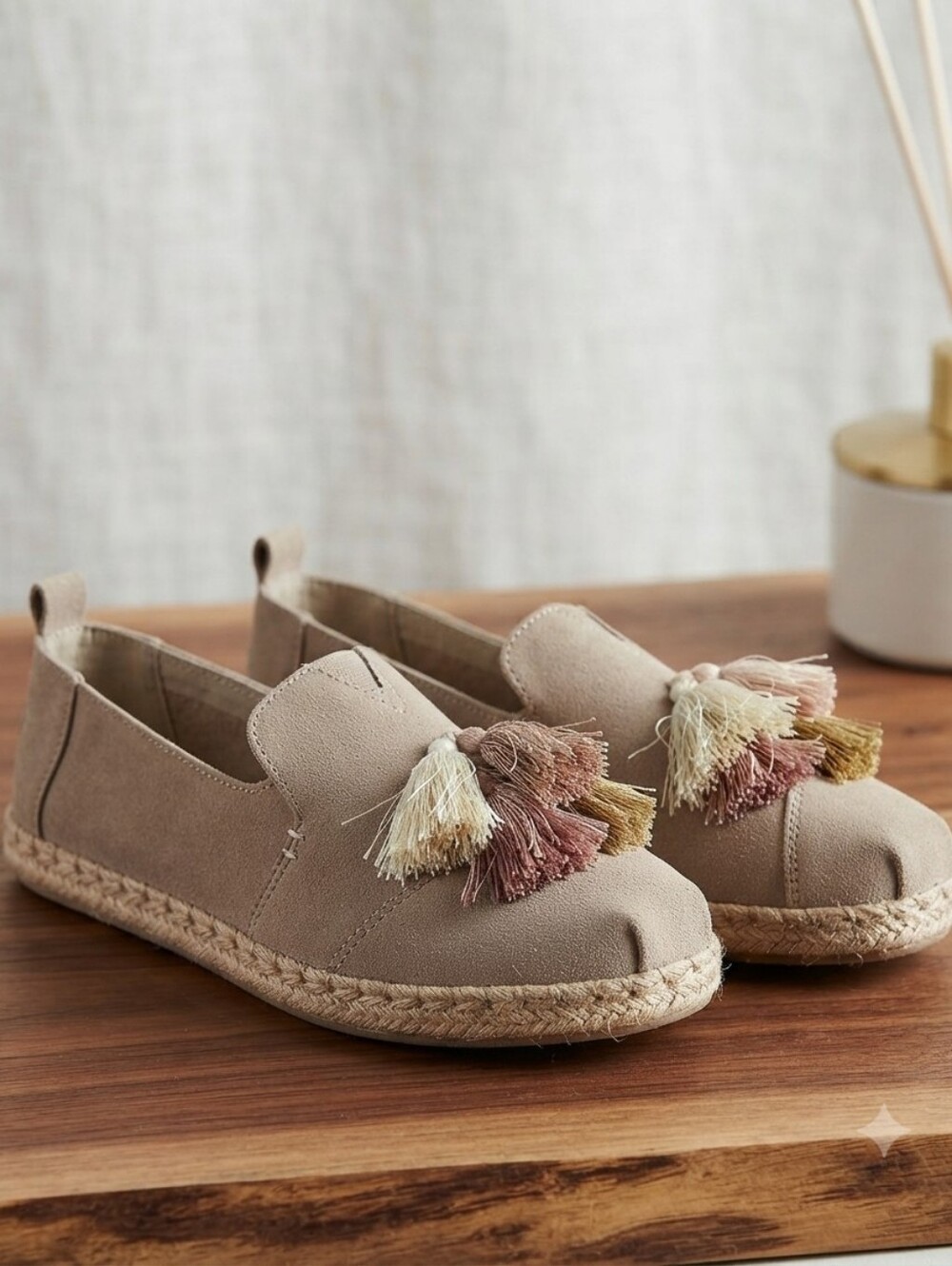 Toms Deconstructed Suede Alpargata Rope Tassel Suede Slip-on Shoes Size 8 Gray